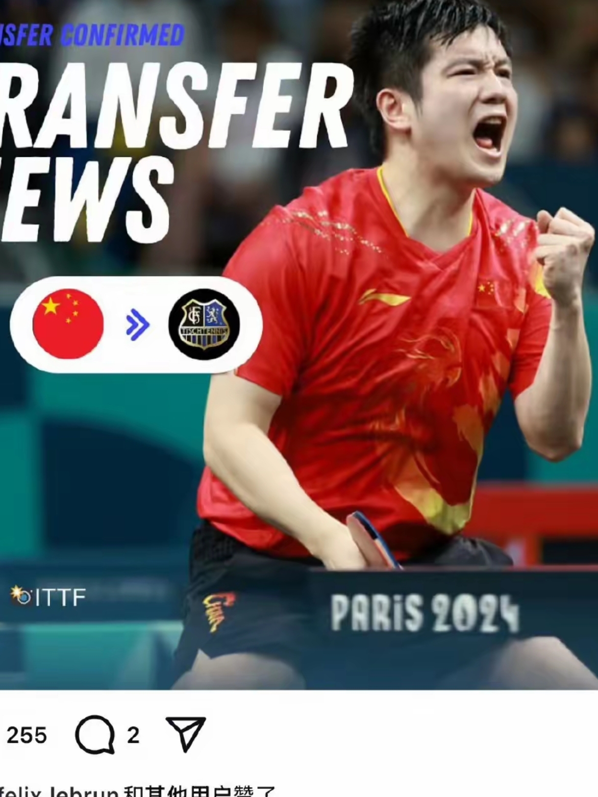 英格兰队轻取中国队，樊振东刷新纪录